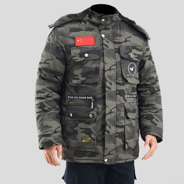 Fløjls fortykket Camouflage Cotton Coat